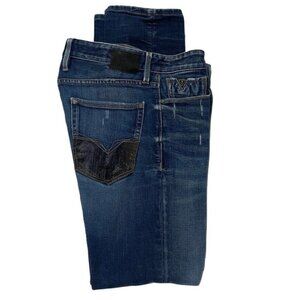 Guess Mens Slim Straight Jeans Size 31 Dark Wash Cotton Blend Stretch Denim